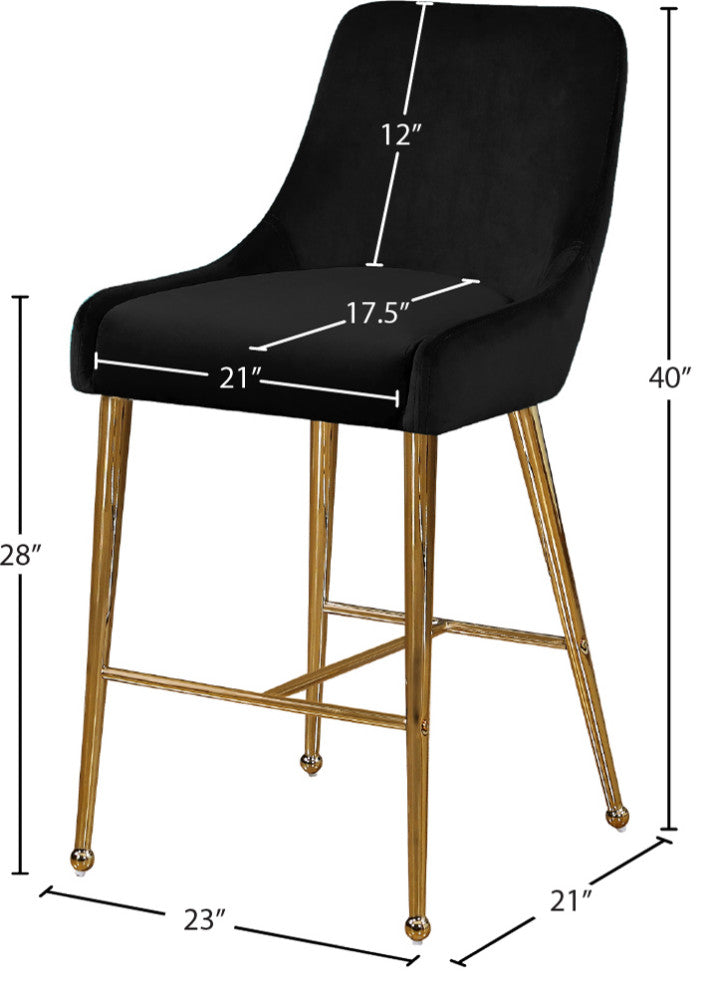 Owen Velvet Upholstered Stool (Set of 2), Black