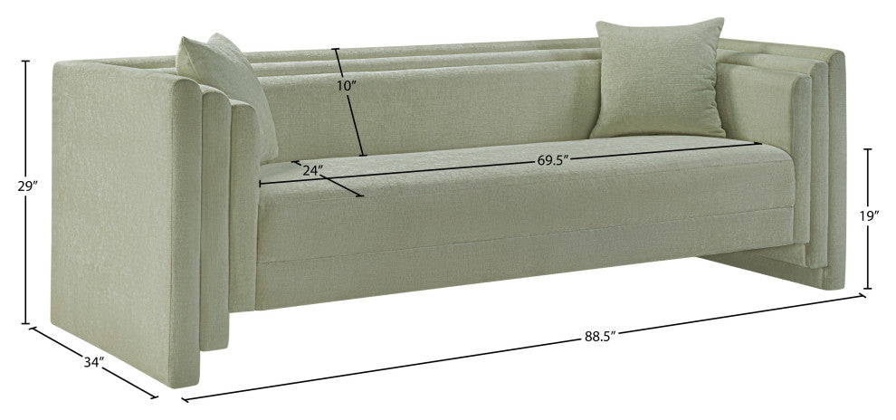 Everett Upholstered Sofa, Mint, Chenille Fabric