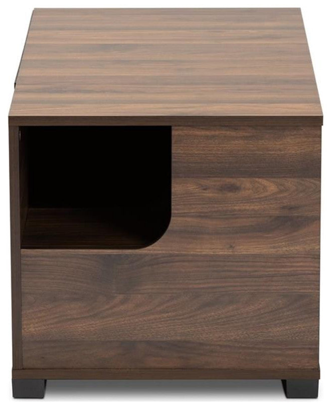 Baxton Studio Connor Walnut Brown Finished 2-Door Cat Litter Box Cover House