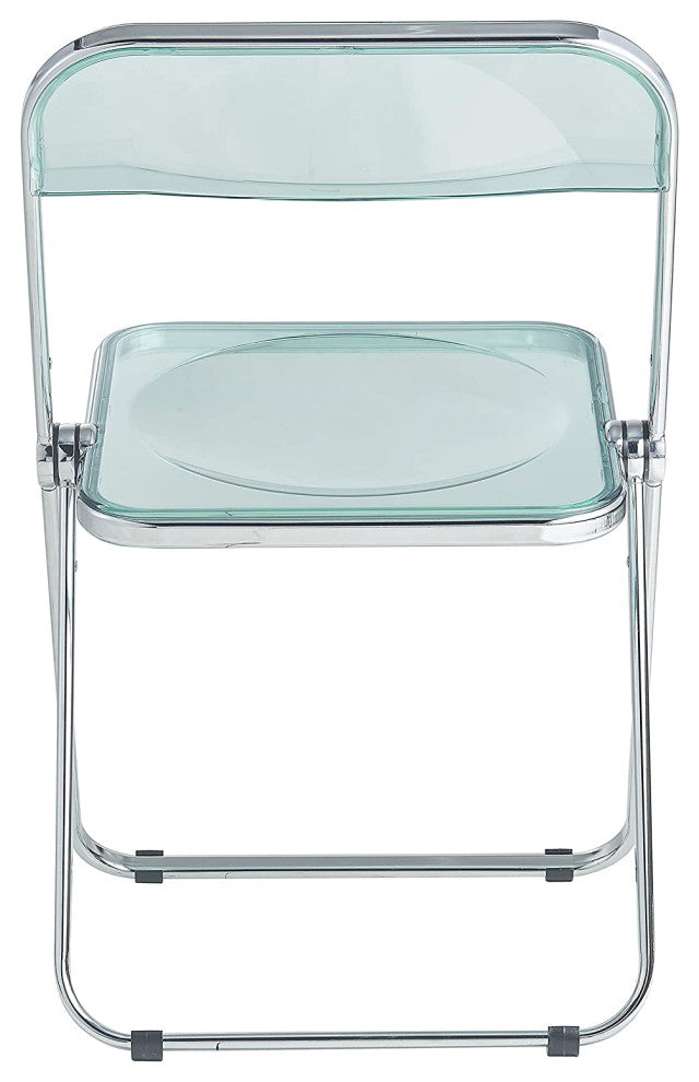 LeisureMod Lawrence Acrylic Folding Chair With Metal Frame Jade Green