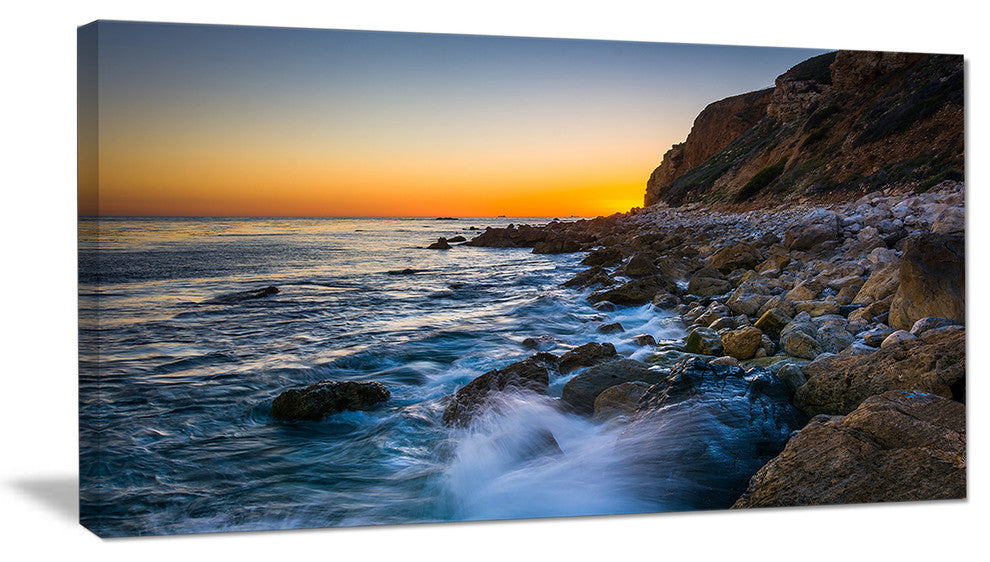 "Crashing Waves At Pelican Cove" Seashore Canvas Wall Art, 32"x16"