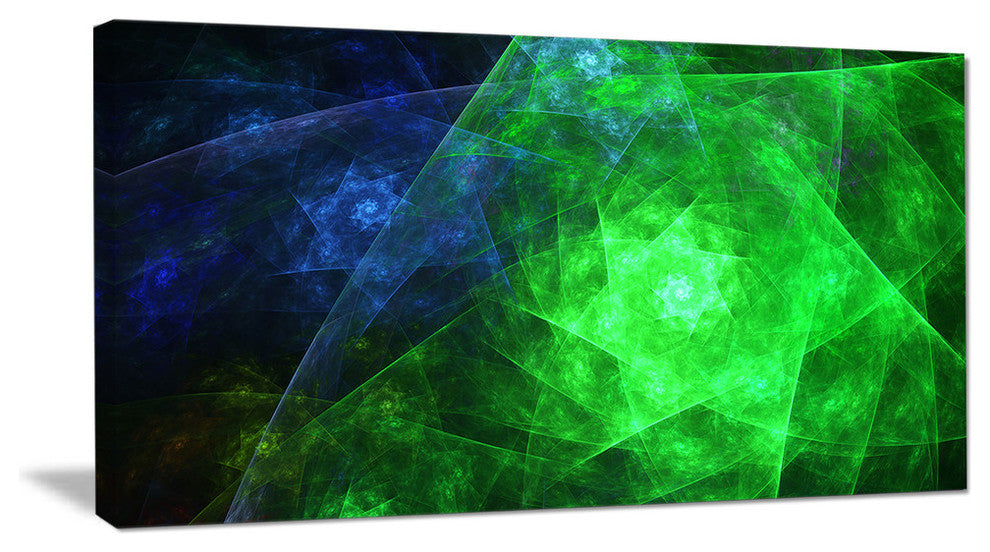 Green Rotating Polyhedron, Oversized Abstract Canvas Art Print, 60x28