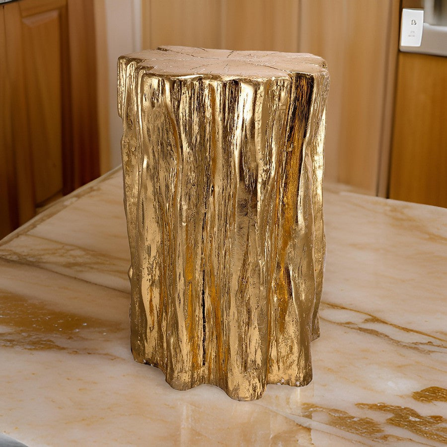 Well Designed Nature Inspired Tree Trunk Stool, Gold