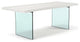 Brooks Dining Table, White Wash, Clear, 40"x79", Glass Base