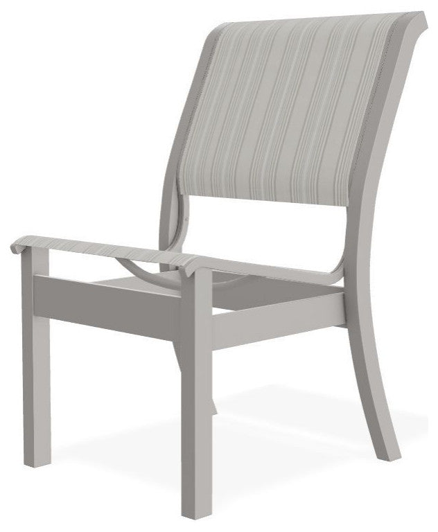 Leeward Sling Stackable Outdoor Dining Chair, Harbor/Warm Gray