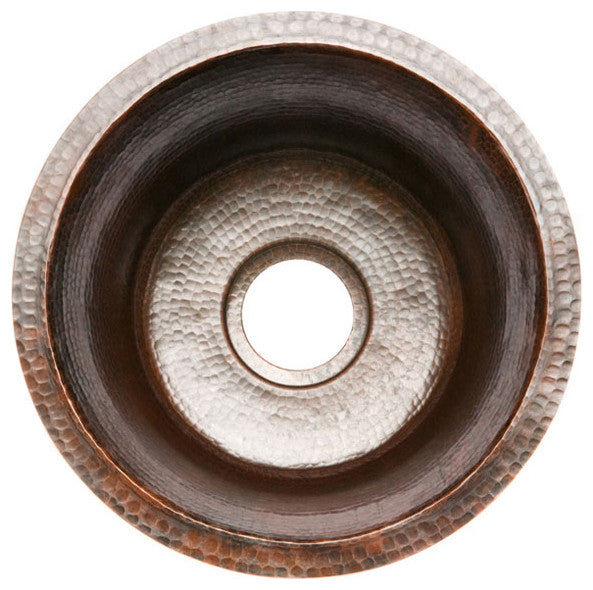 BR16DB2 16'' Round 17 Gauge Hammered Copper Prep Sink