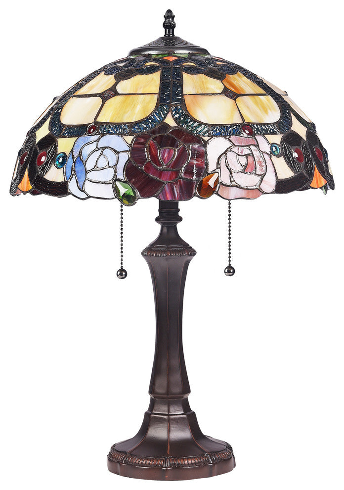 CHLOE-Lighting SIMONE Floral 2-Light Dark Bronze Table Lamp, 16" Wide