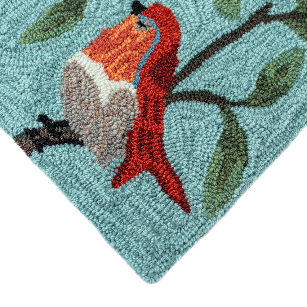 Ravella Birds On Branches Indoor/Outdoor Rug, Aqua, 2'x8' Runner
