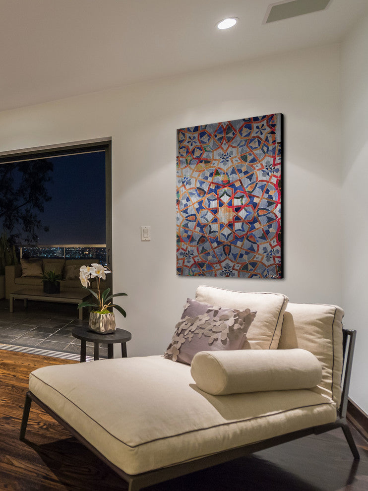 "Figuig" Wall Art on Wood, 24"x36", Brushed Aluminum