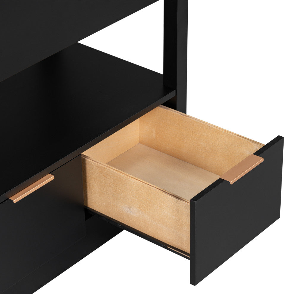 GDF Studio 30"W Vanity With Ceramic Sink, Open Shelf & Two Drawers, Black