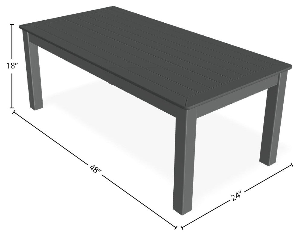 24" x 48" Marine Grade Outdoor Coffee Table, Graphite