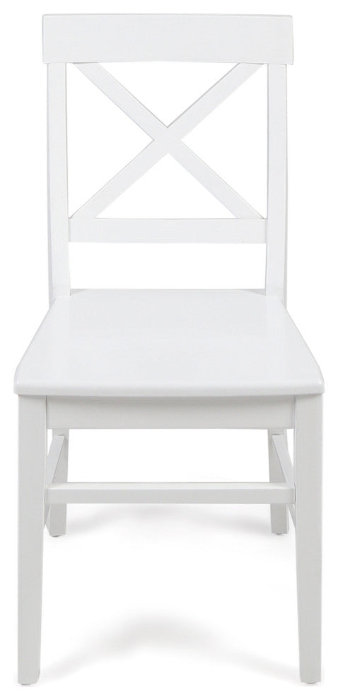 GDF Studio Truda Farmhouse Acacia Wood Dining Chairs, Set of 2, White