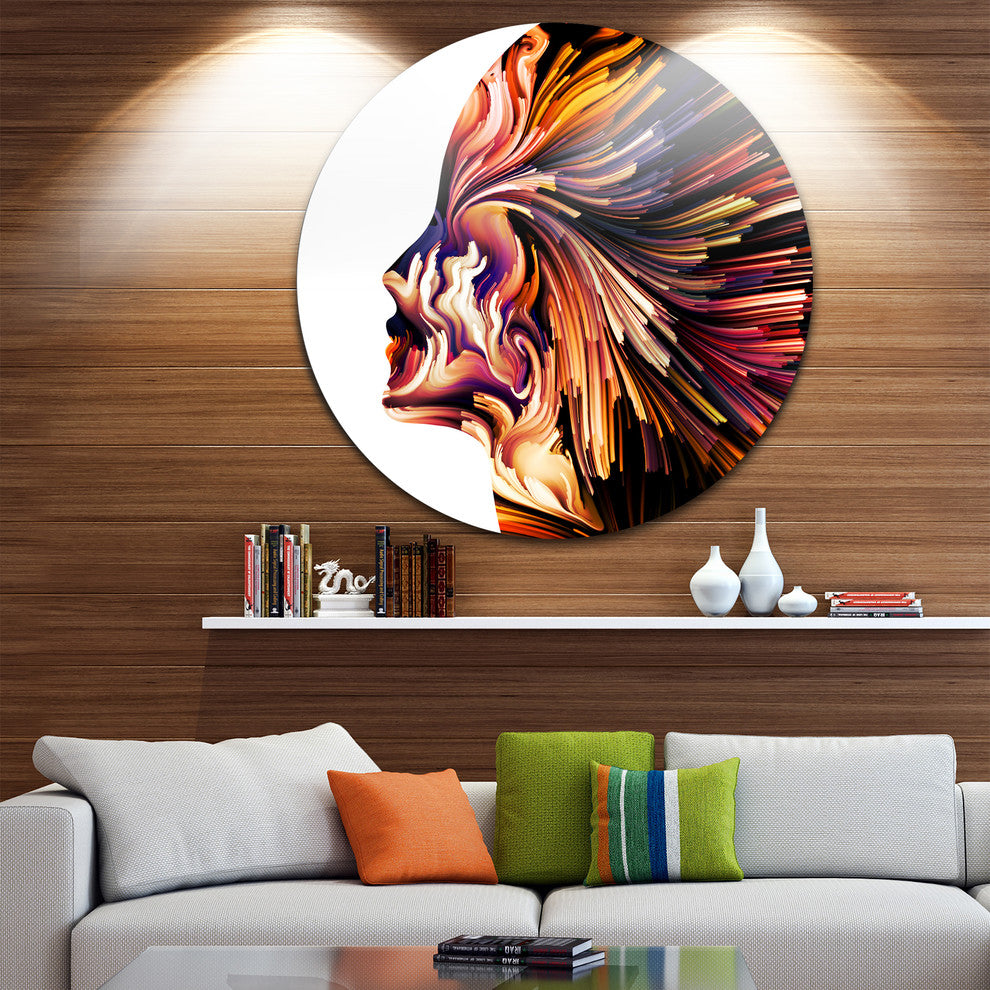 Colors Of Imagination, Contemporary Large Disc Metal Wall Art, 23"