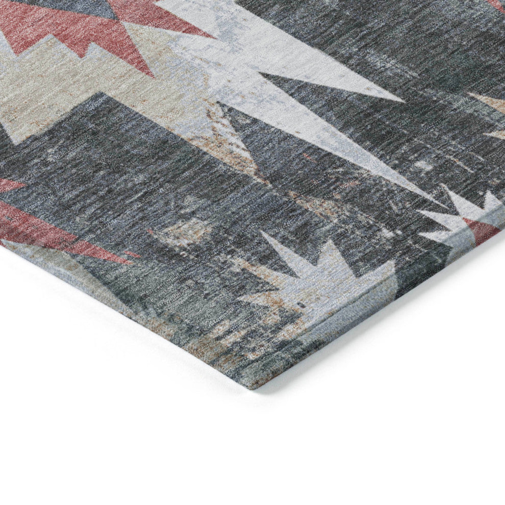 Machine Washable Indoor/Outdoor Chantille ACN1893 Black 5' x 7'6" Rug