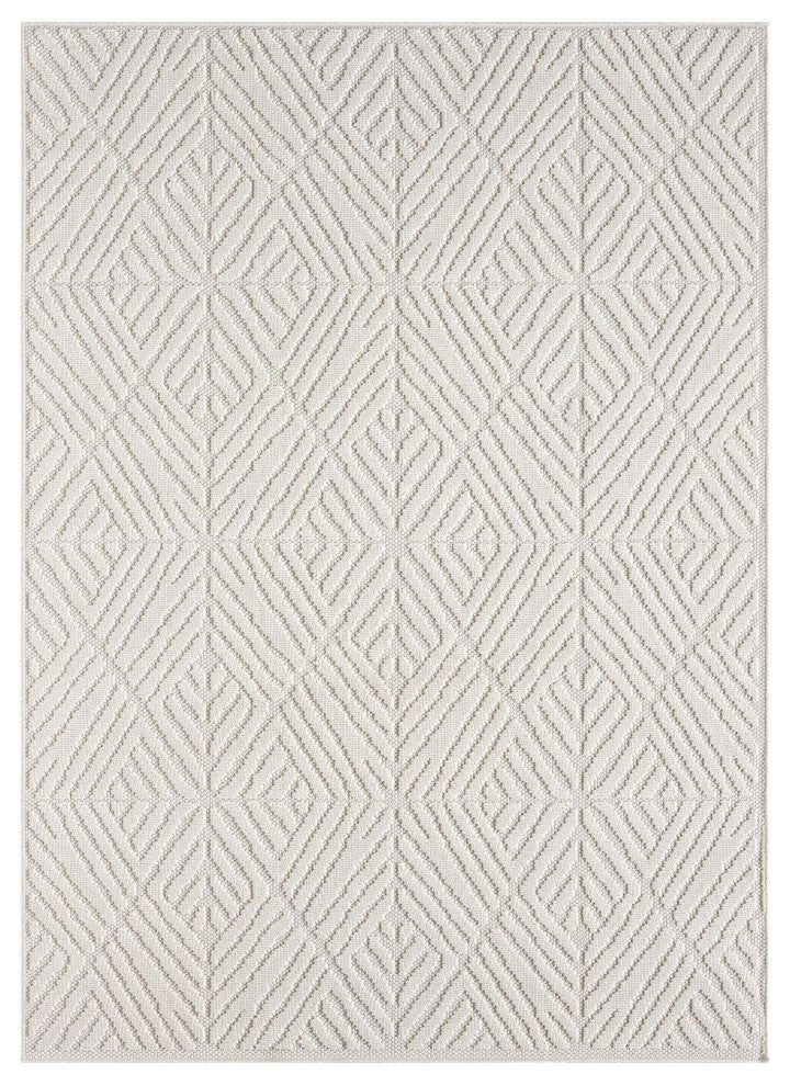 Nimes Diamond Mirage Area Rug, Ivory, 5'3"x7'3"