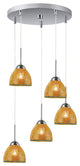 North Bay Pendants, Mosaic Amber Bell, Satin Nickel, 5L Cluster