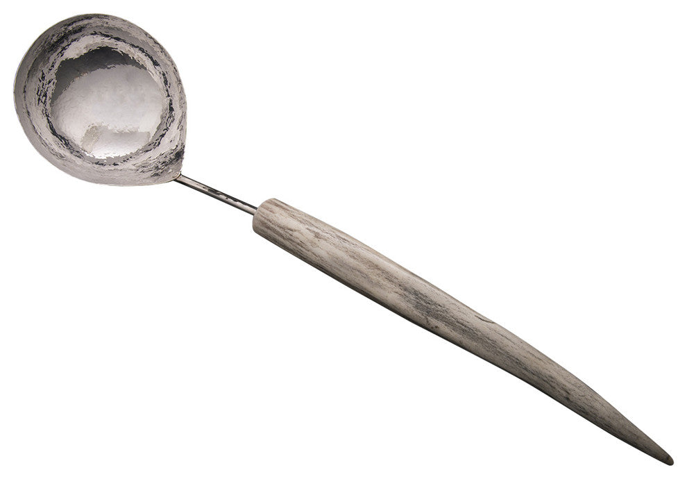 Medium Soup Ladle, Silver, Antler Point Handle