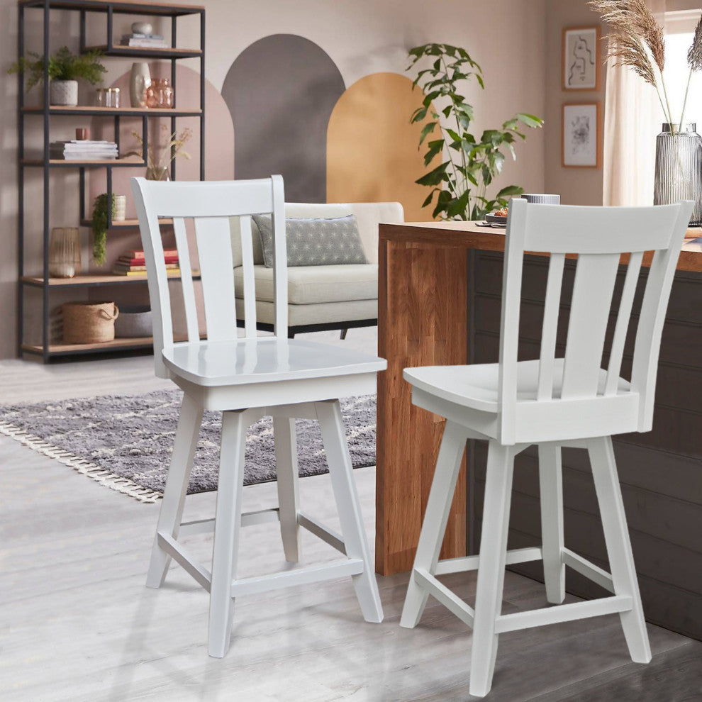San Remo Counter Height Stool with 24 in. H Swivel Seat in White