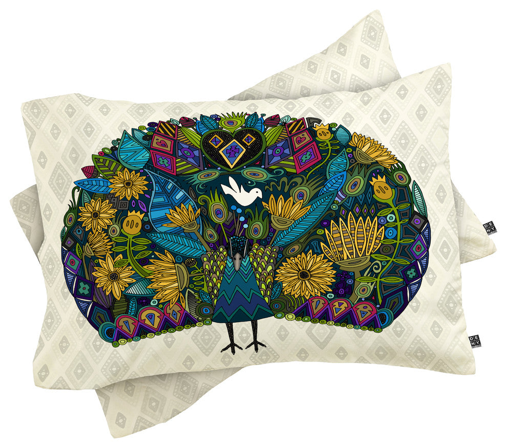 Deny Designs Sharon Turner Peacock Garden Pillowcase