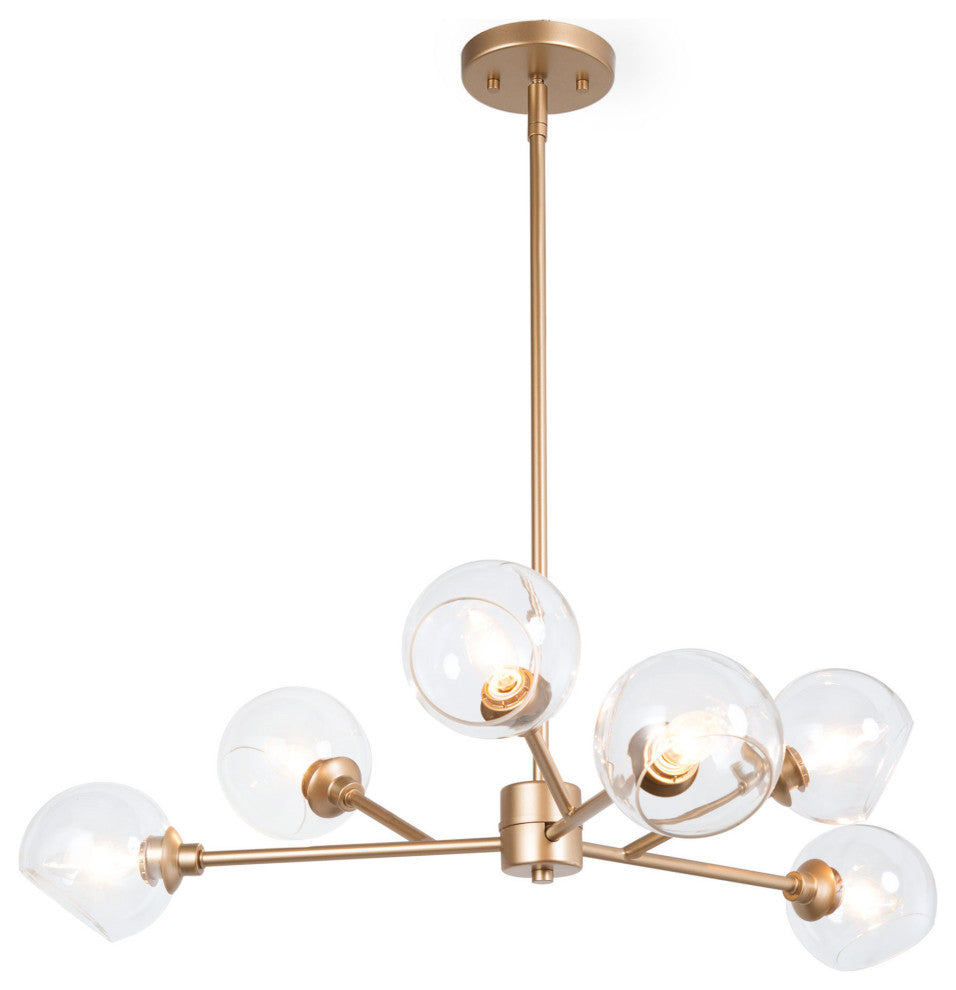 6-lights gold chandelier with glass ball