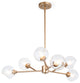 6-lights gold chandelier with glass ball