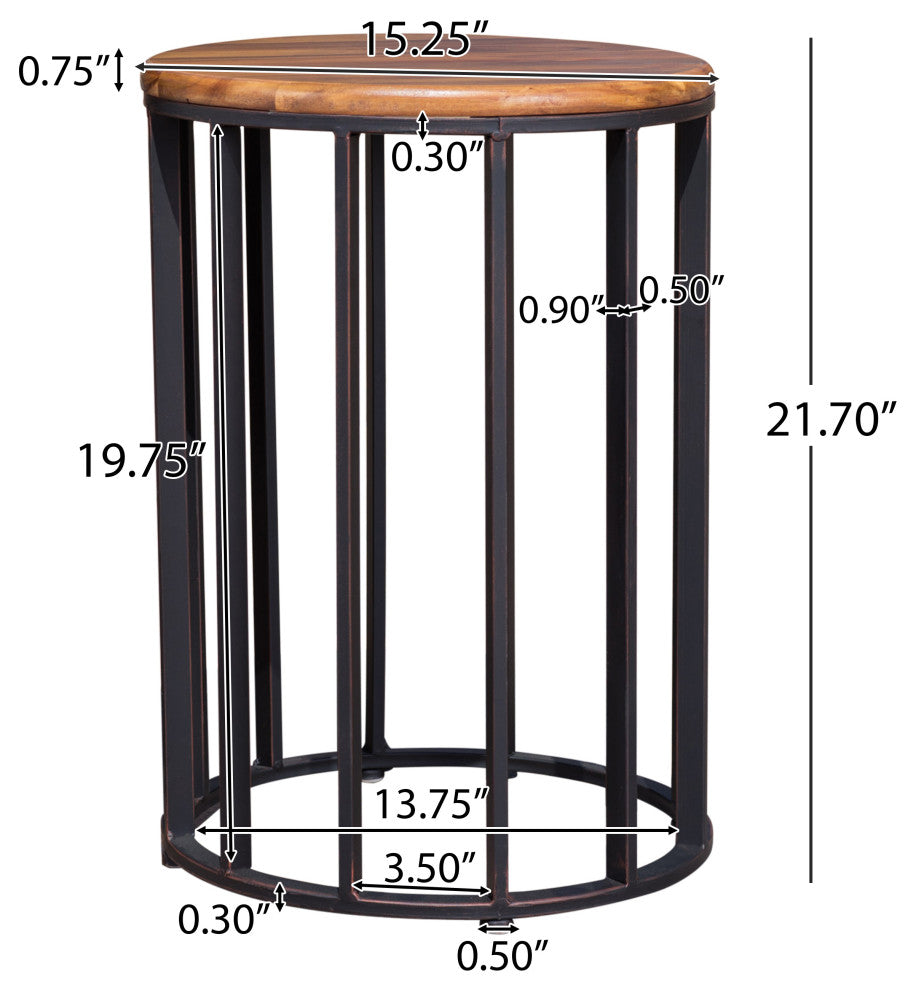 GDF Studio Colburn Outdoor Natural Finished Acacia Wood 15" Accent Table