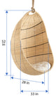Cocoon Wicker Hanging Swing Chair With Seat Cushion, Natural