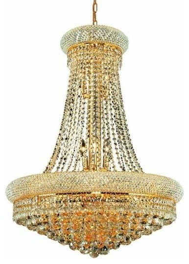 Elegant Primo Dining Room Light, Gold Finish With Royal Cut Crystal