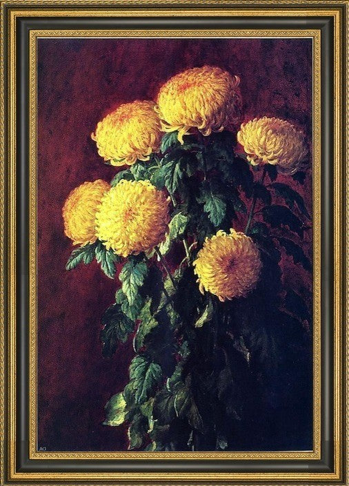 John Ross Key Chrysanthemums Framed Premium Canvas Print, 16"x24"
