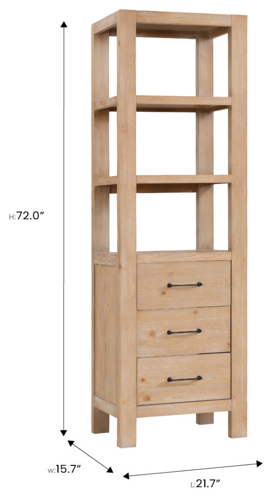 Leon Storage Cabinet for Bath, Kitchen and Living Room, Fir Wood Brown, 22"