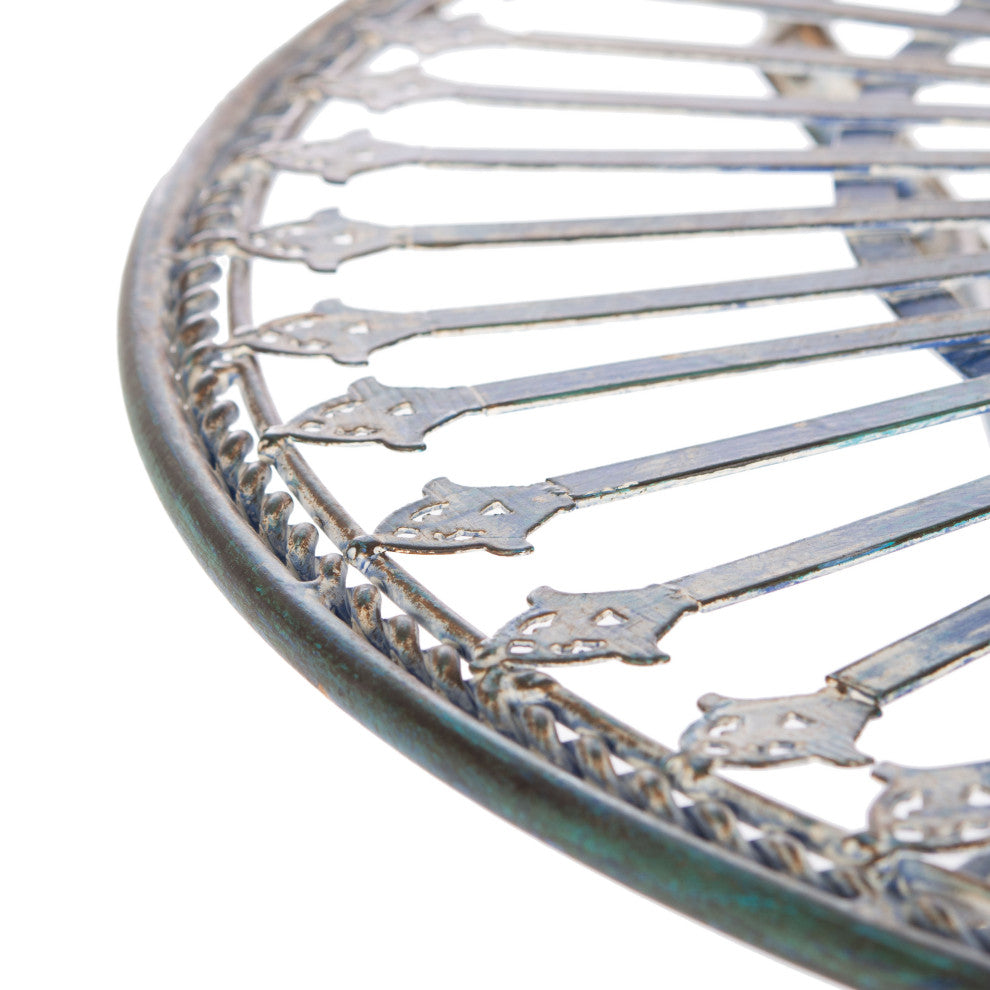 Safavieh Belen Bistro Set, One Table and Two Chairs Antique Blue