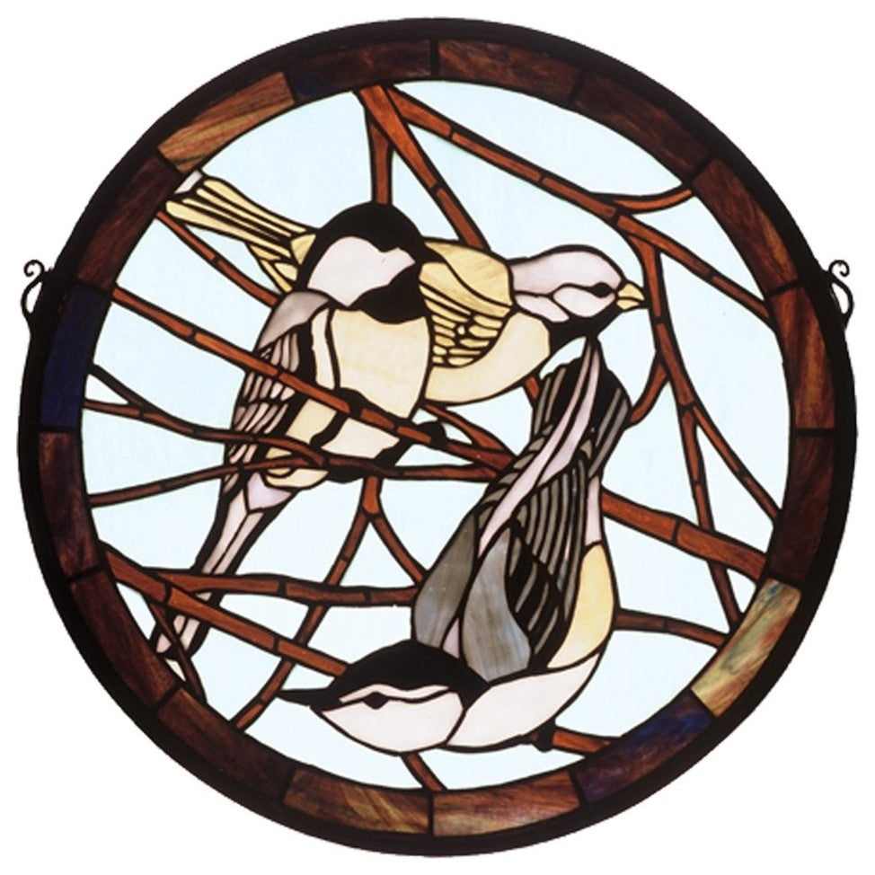 Meyda Lighting 48607 18"W X 18"H Backyard Friends Stained Glass Window