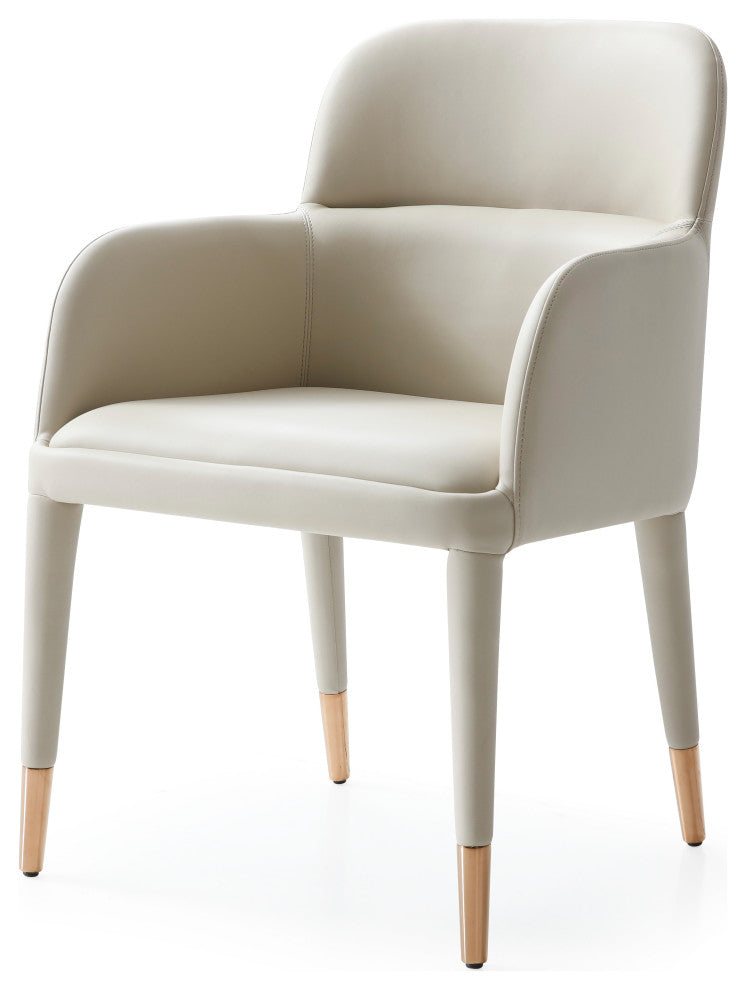 Modrest Cortina Modern Beige Eco-Leather Dining Arm Chair