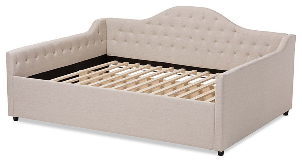 Mira Fabric Upholstered Daybed, Light Beige, Queen