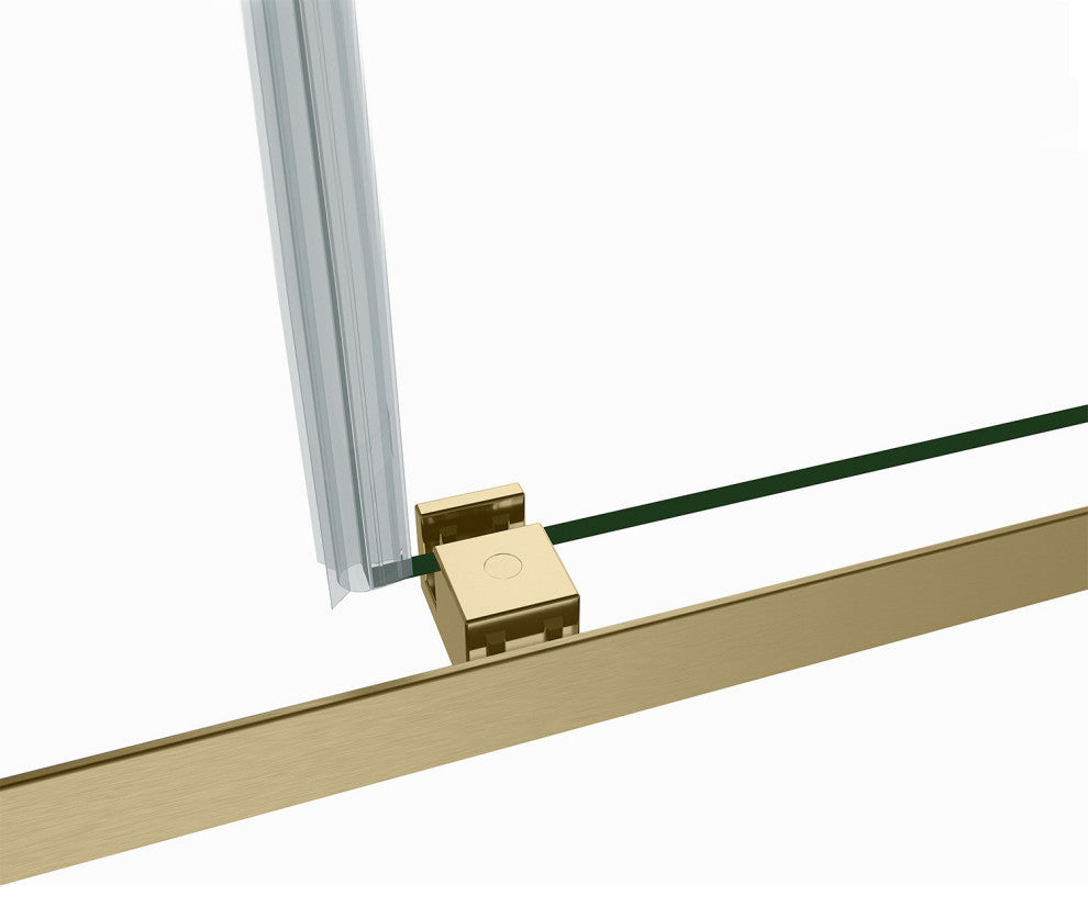 Spezia Double Sliding Frameless Shower Door, Brushed Gold, 48" W X 76" H