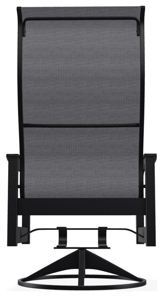 Leeward Sling Outdoor Swivel Rocker, Augustine Pewter/Black