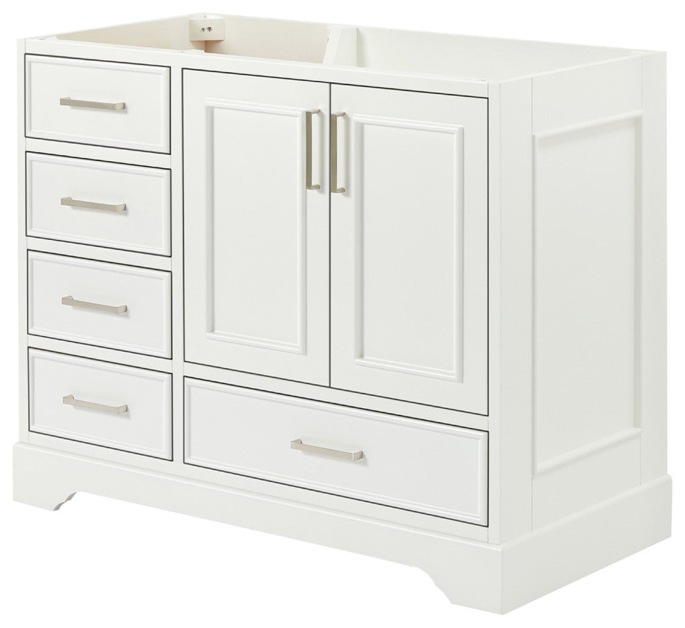 Ariel Stafford 42" Single Right Offset Sink Bathroom Vanity Base, White
