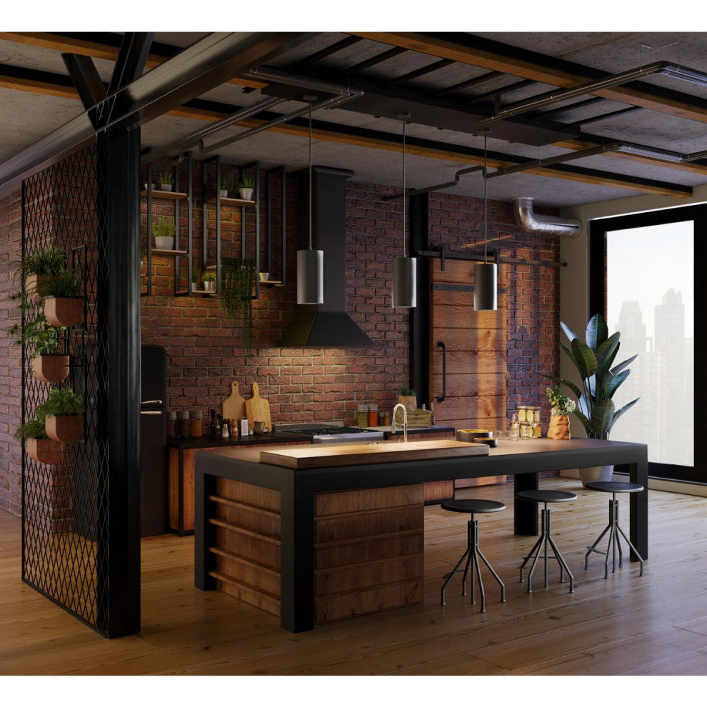 Cylinder 6" 1-Light LED Modern Outdoor Pendant Hanging Light, Black