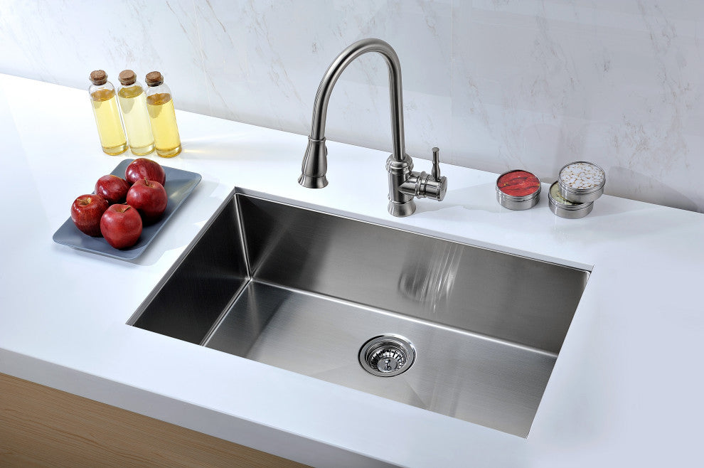 ANZZI Vanguard Series 32 in. Undermount Handmade Stainless Steel Kitchen Sink