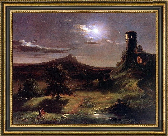George Inness Moonlight in Virginia Framed Premium Canvas Print, 21"x28"