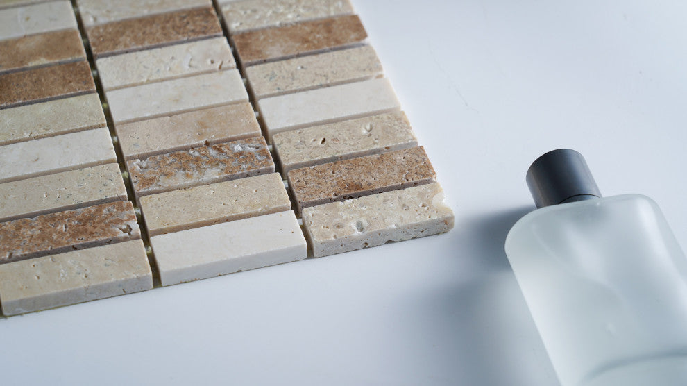 12"x12" Marble Mosaic Tile, Nevada Collection, Loaf, Brick Polished, Set of 5