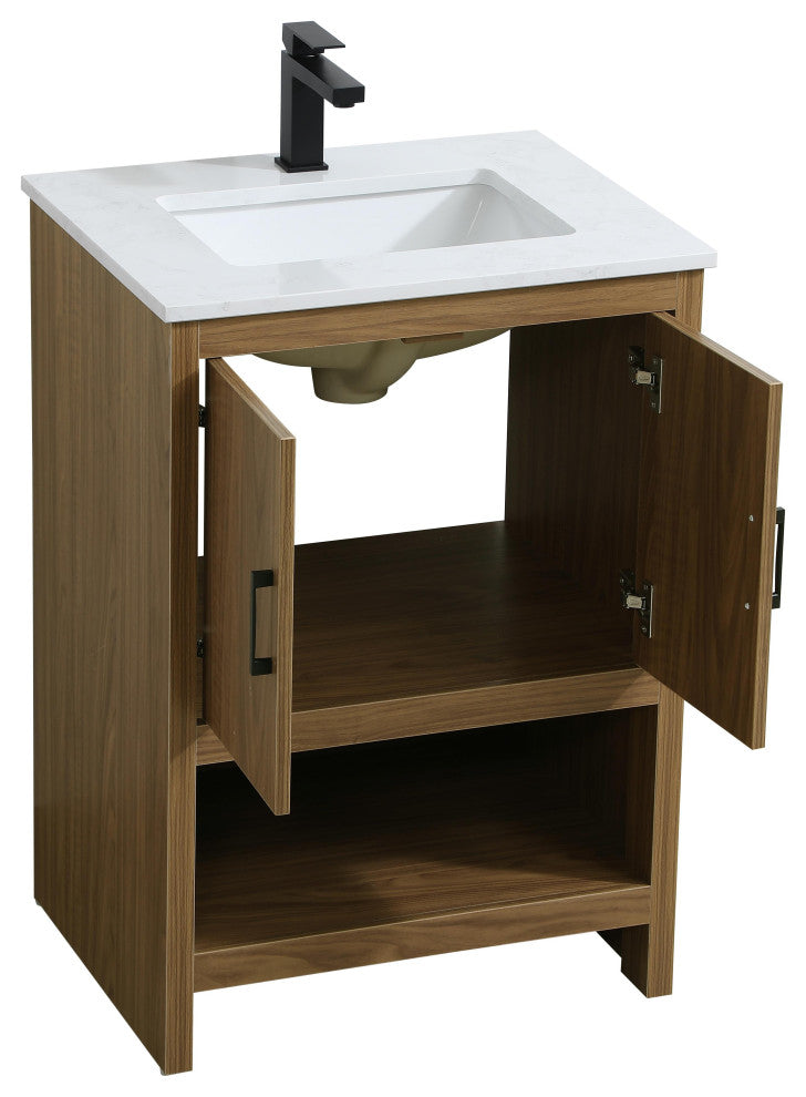 Home Living 24" Single Bathroom Vanity, Walnut Brown