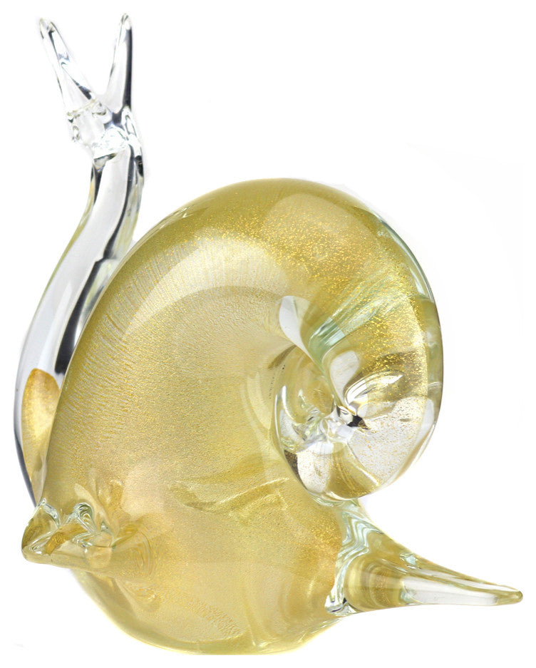 Murano Glass Snail Clear Gold