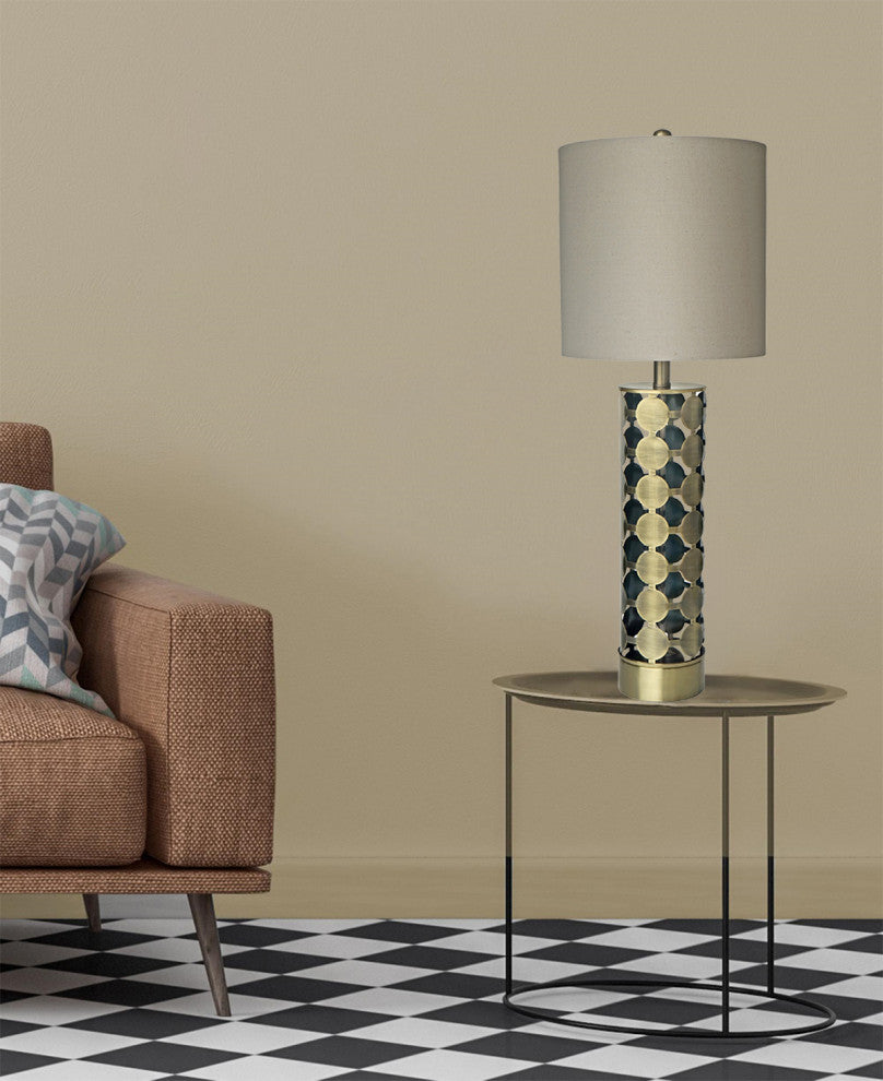 Geometric Pattern Brass Table Lamp