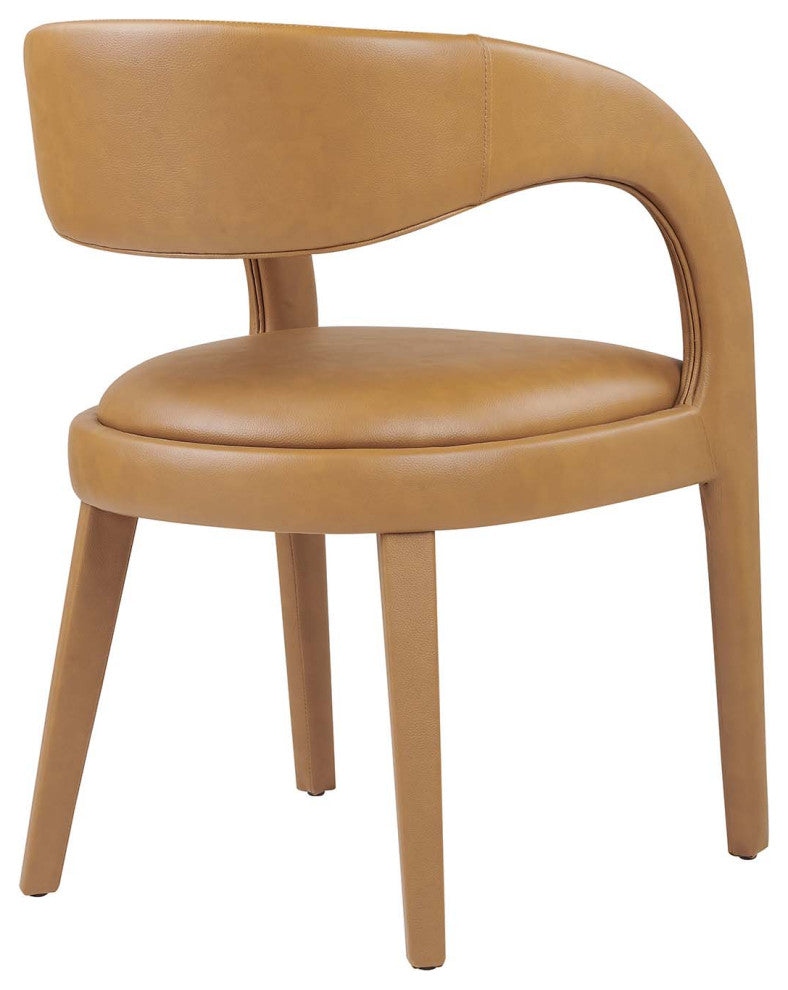 Pinnacle Vegan Leather Dining Chair Set of 2, Tan