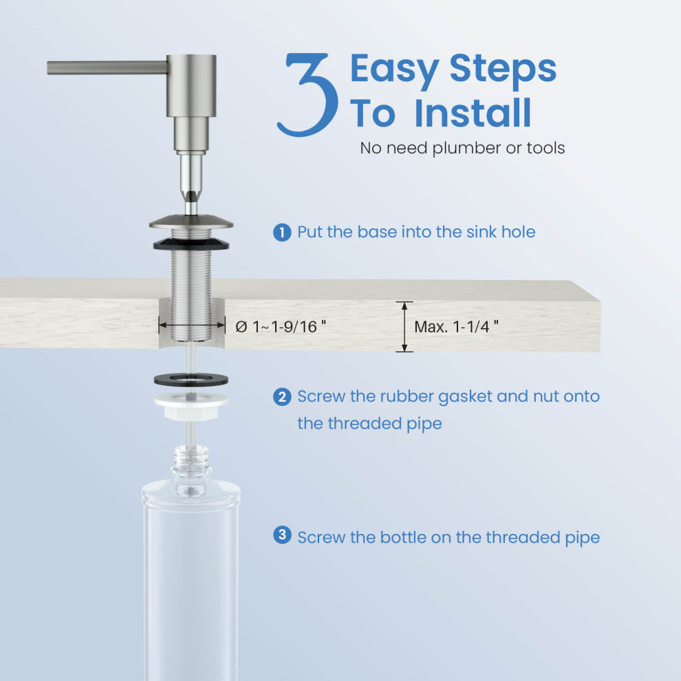 KIBI Kitchen Soap Dispenser KSD100, Brushed Nickel