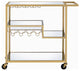 40" X 16" X 37" Gold And Clear Glass Serving Cart