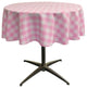 LA Linen Round Gingham Checkered Tablecloth, White and Pink, 51" Round