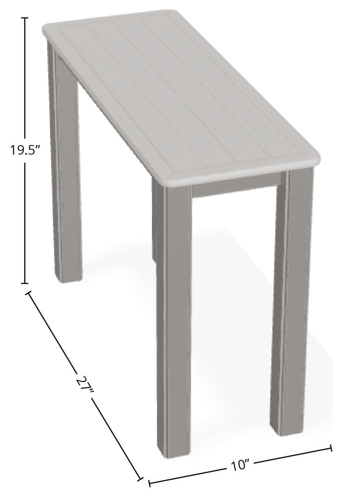 10" x 27" Marine Grade Outdoor End Table, Warm Gray