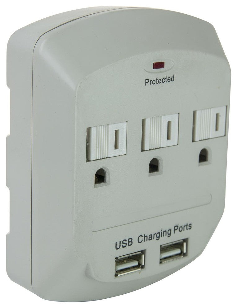 Sunlite E148 3 Outlet Surge Protector With 2 Usb Ports